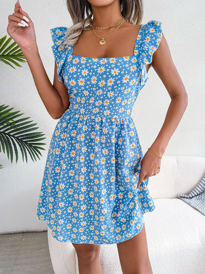 Nina - Blå Sommarklänning med Prästkragar