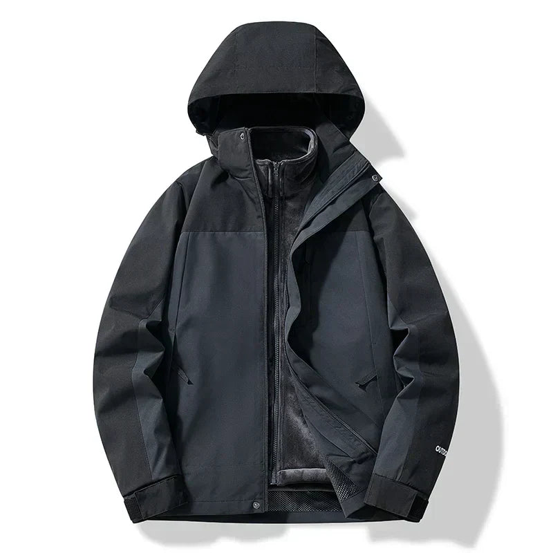 Herrskidjacka med huva för utomhusbruk – väderbeständig och funktionell