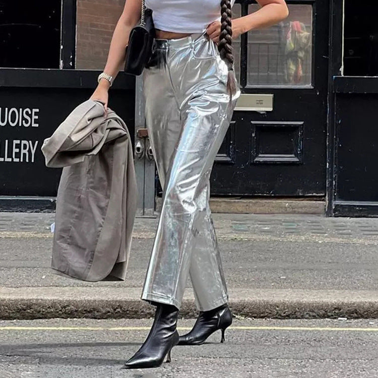Susanna - Lyxiga Silvermetallic Byxor
