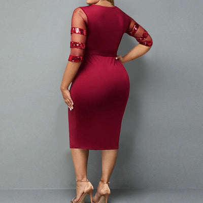 Georgiana - Damers Glittrande Bodycon Röd Klänning