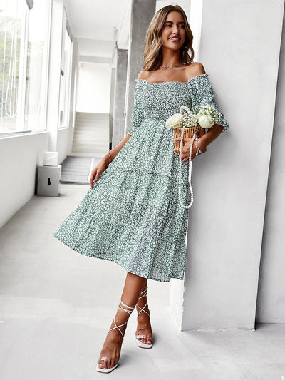 Mollie - Kvinna off Shoulder Volang Sommarklänning