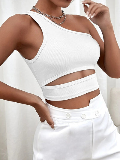 Loren - Trendigt One Shoulder Top med Utskärningar