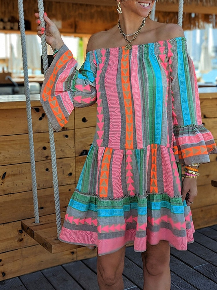Barbara - Kvinna Boho Sommarklänning