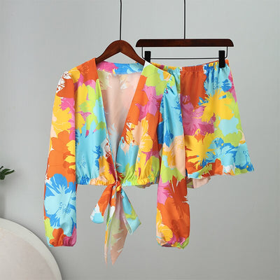 Fatima - Kvinnor Crop Top & Shorts Set