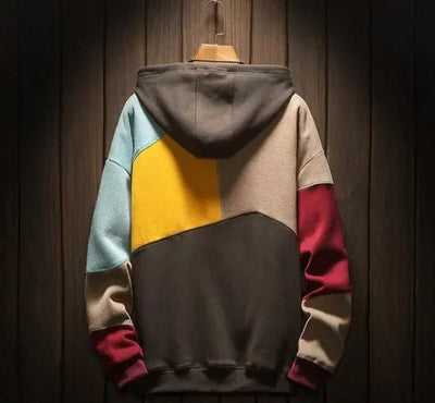 Casual hoodie med iögonfallande färgblock för män