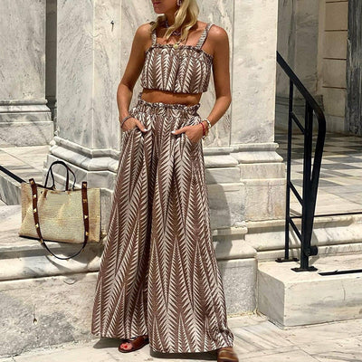 Sofia - Kvinnor Crop Topp & Midikjol Set