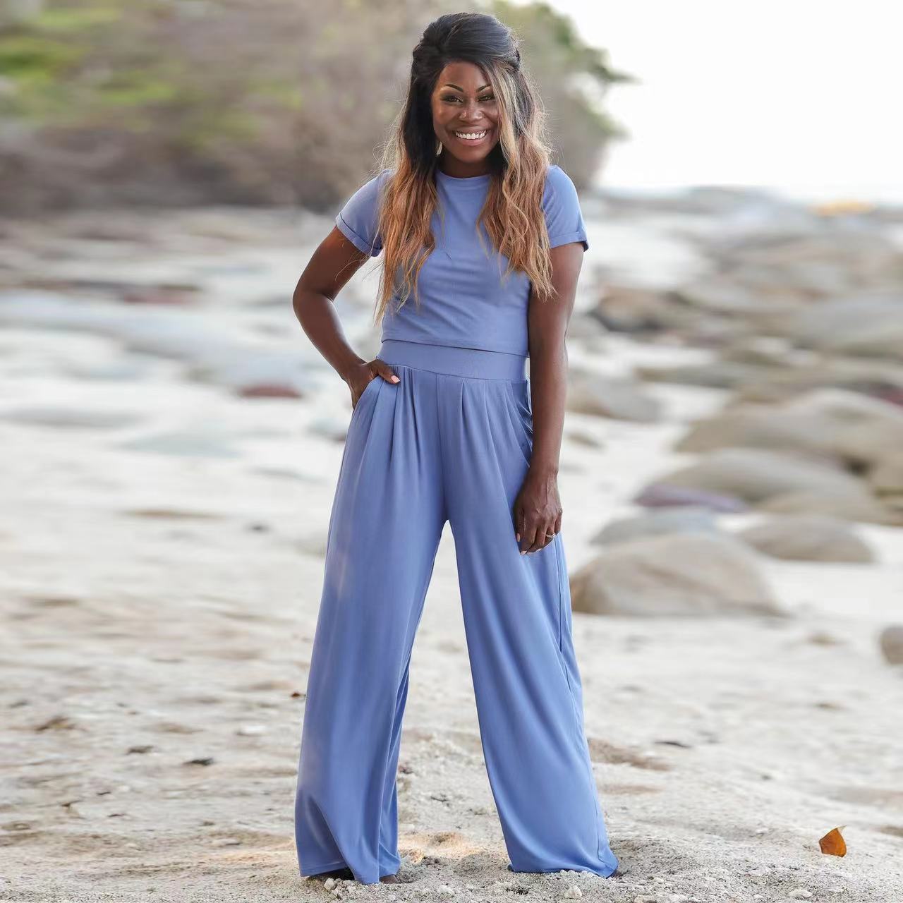 Madeline - Crop Topp & Byxor Kvinnor Set