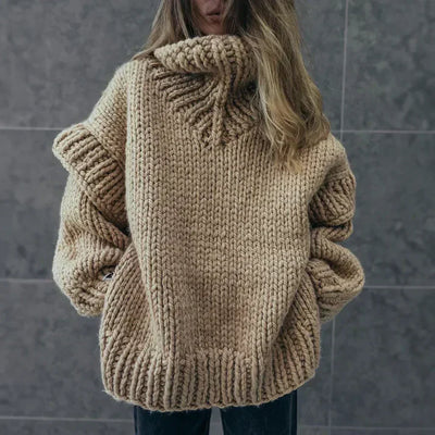 Oversized tröja med sofistikerat korsstygn för kvinnor