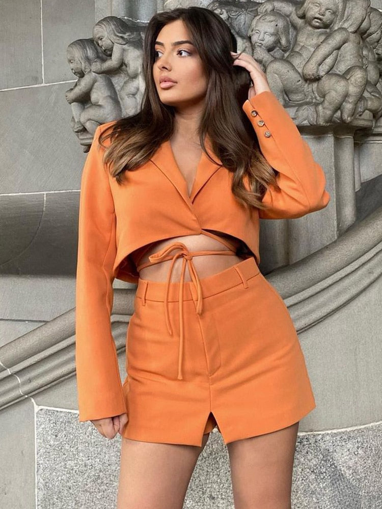 Delanie - Kvinnor Set med Kort Blazer