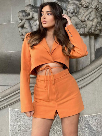 Delanie - Kvinnor Set med Kort Blazer