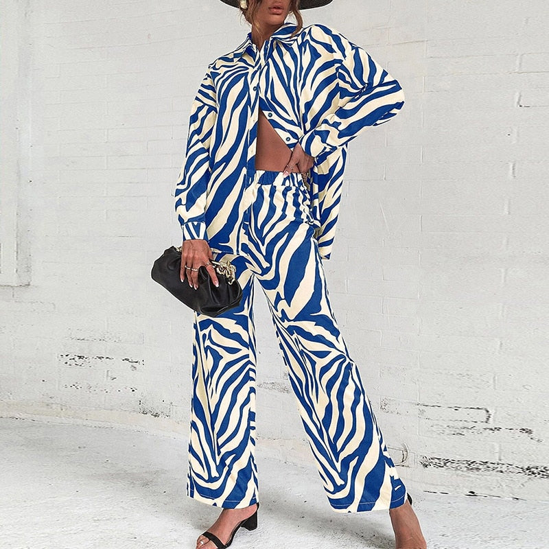 Euthalia - Kvinnor Zebra Blus & Byx Set