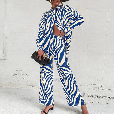 Euthalia - Kvinnor Zebra Blus & Byx Set