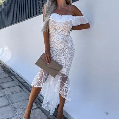 Zara - Off Shoulder Sommarklänning för Kvinnor