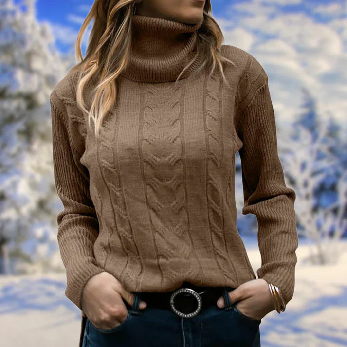 Jumper med lång krage och långa ärmar för kvinnor