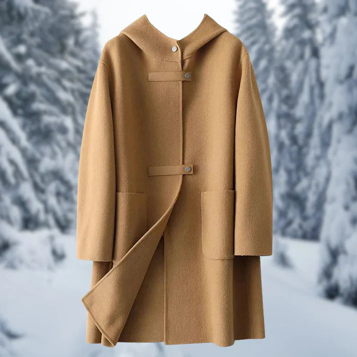 Fashionabla dubbelsidiga kashmirkappor med huva för kvinnor
