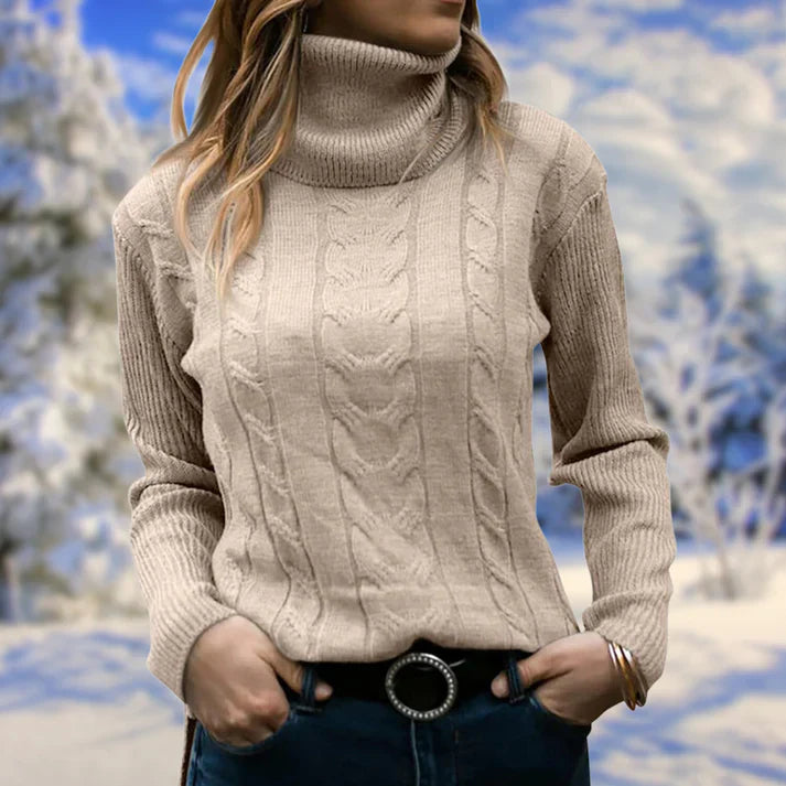 Jumper med lång krage och långa ärmar för kvinnor