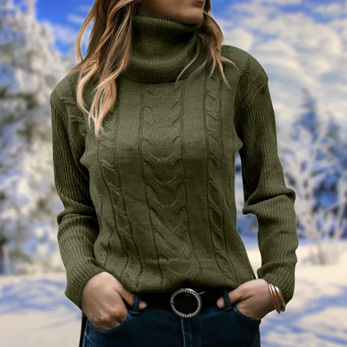 Jumper med lång krage och långa ärmar för kvinnor