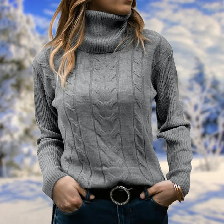 Jumper med lång krage och långa ärmar för kvinnor