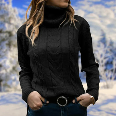 Jumper med lång krage och långa ärmar för kvinnor