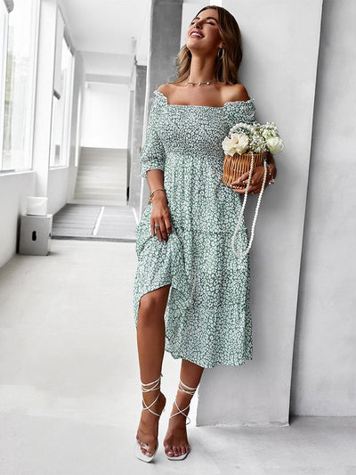 Mollie - Kvinna off Shoulder Volang Sommarklänning