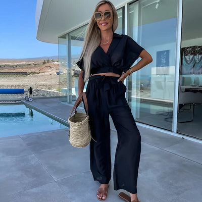 Christina - Stilig Tvådelad Set med Knytning