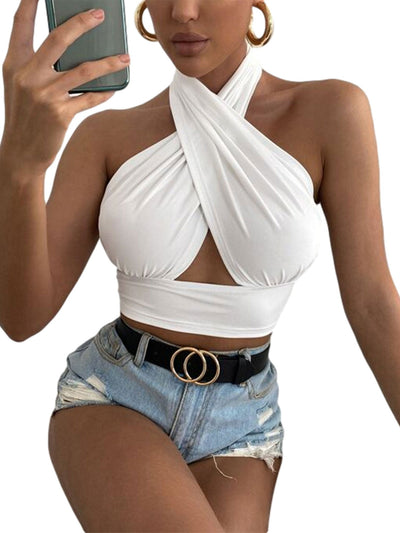 Penelope - Korsad halterneck crop top
