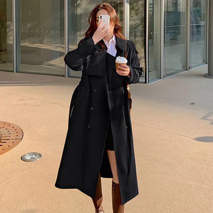 Lång dubbelknäppt trenchcoat - Kornelia
