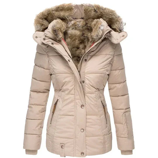 Vita parkas för kvinnor