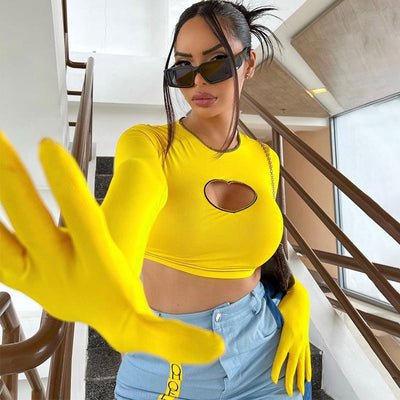 Katie - Crop top med nyckelhål och långa ärmar