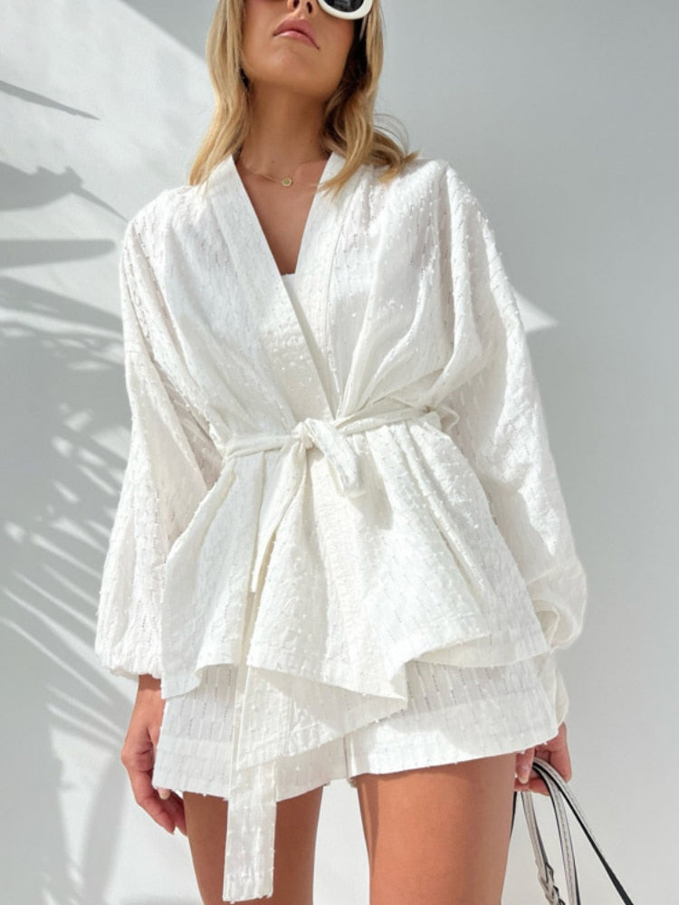 Eleanor - Inslagen Blus & Shorts Set för Kvinnor