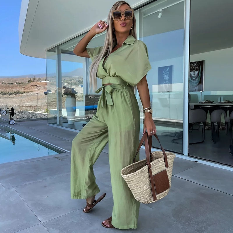 Christina - Stilig Tvådelad Set med Knytning