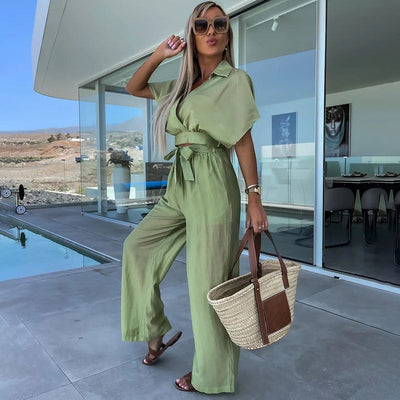 Christina - Stilig Tvådelad Set med Knytning