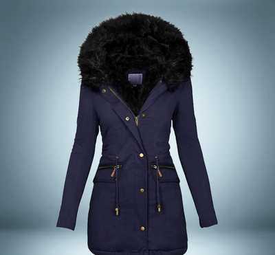 Elegant parkas med pälskrage
