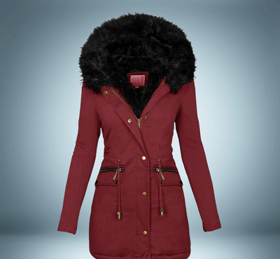 Elegant parkas med pälskrage