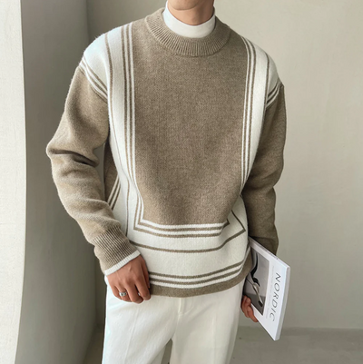 Razvan – modern stickad herrtröja med rund hals