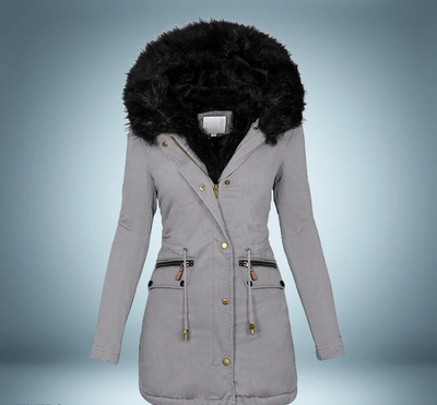 Elegant parkas med pälskrage