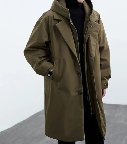 Trenchcoat - med huva och knappstängning för män