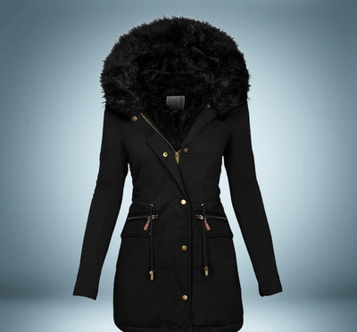 Elegant parkas med pälskrage