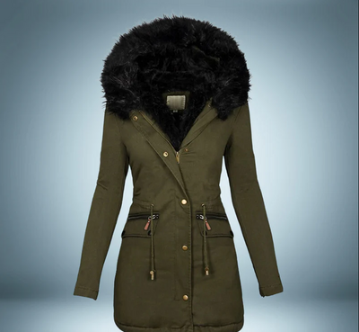 Elegant parkas med pälskrage