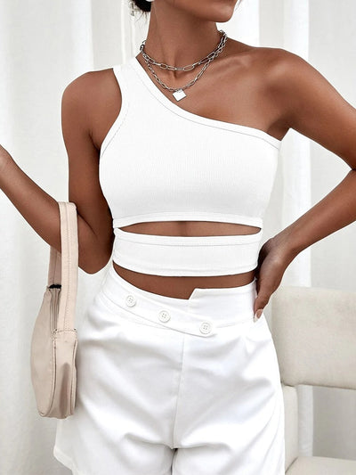 Loren - Trendigt One Shoulder Top med Utskärningar