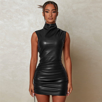 Erin - Damers Läder Bodycon Festklänning