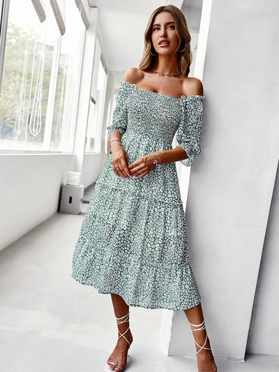 Mollie - Kvinna off Shoulder Volang Sommarklänning