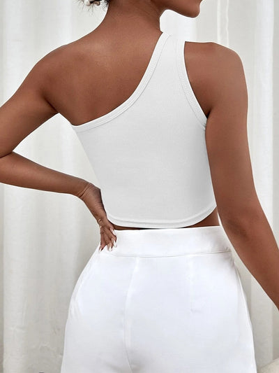 Loren - Trendigt One Shoulder Top med Utskärningar