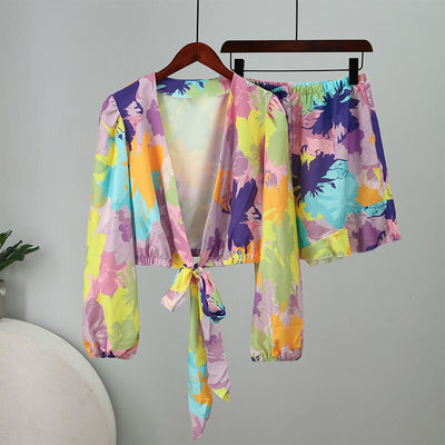 Fatima - Kvinnor Crop Top & Shorts Set