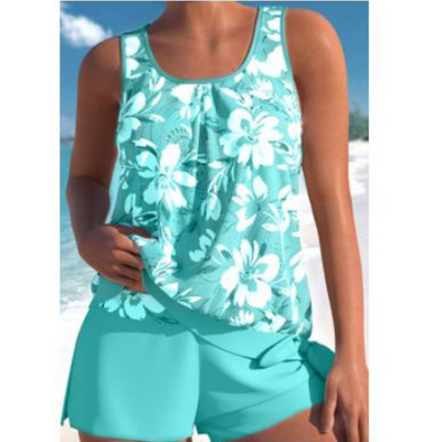 Adalina tvåfärgade tankini-set med blommönster för kvinnor
