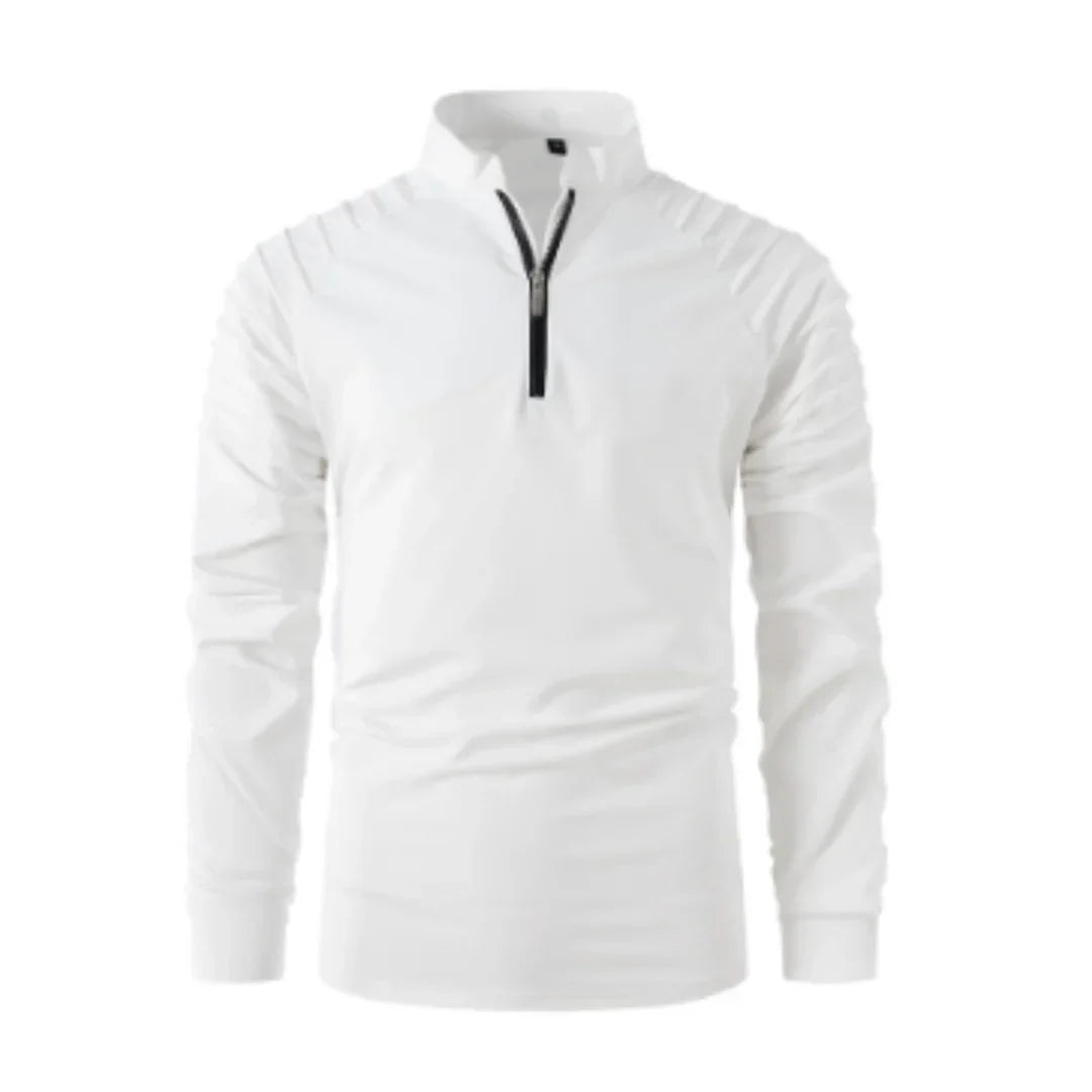 Herrtröja med långa ärmar och halv dragkedja för vintern – bekväm stickad tröja för kalla dagar