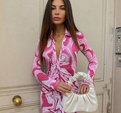 Jay - Damernas Rosa Swirl Skjortklänning