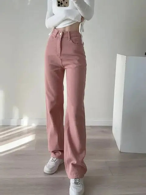 Vinterjeans för kvinnor, rak modell, avslappnad & snygg