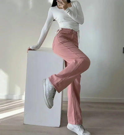 Vinterjeans för kvinnor, rak modell, avslappnad & snygg