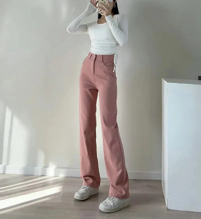 Vinterjeans för kvinnor, rak modell, avslappnad & snygg